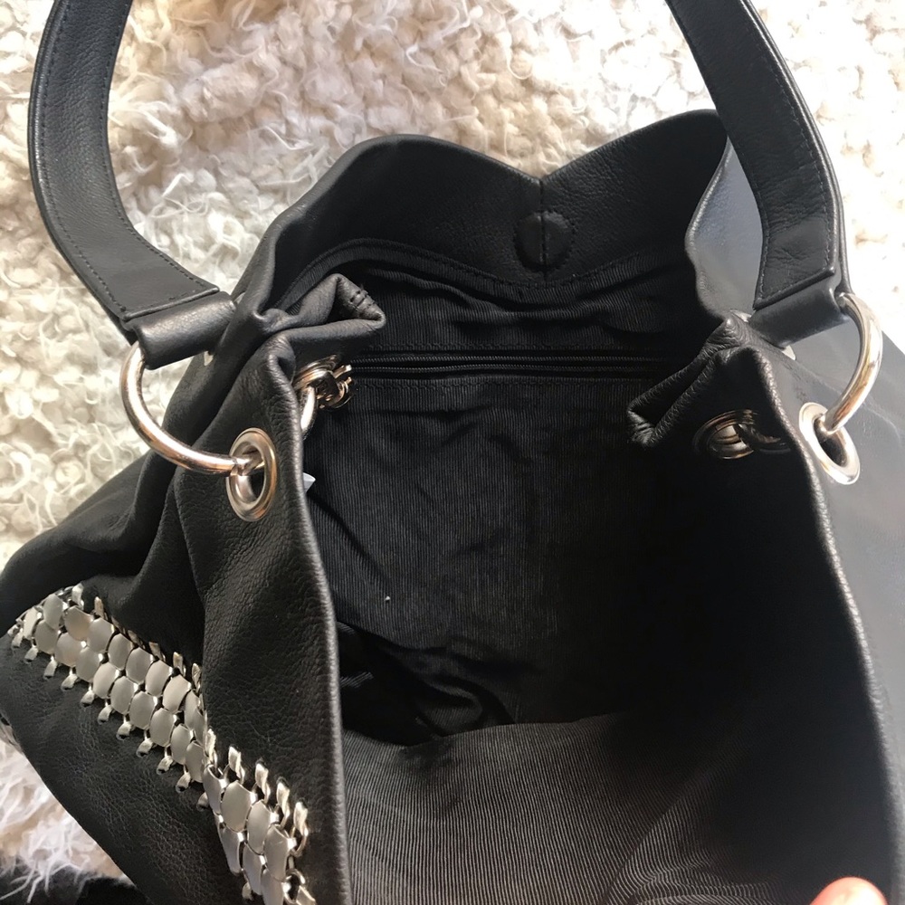 LARGE GENUINE BLACK LEATHER TOTE BAG - Picture 7 of 8